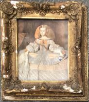 A print of a portrait of infant Margarita Teresa Juan Bautista Martine Del Mazo, Queen of Spain,