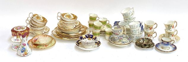 A quantity of teawares to include Hammersley; Minton 'Vanessa'; Saxe; Limoges trinket pot