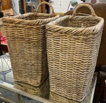 Two wicker laundry baskets, each 58cmH