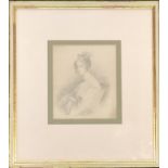 Pencil study of a lady, signed J Lawrence, 17x14cm