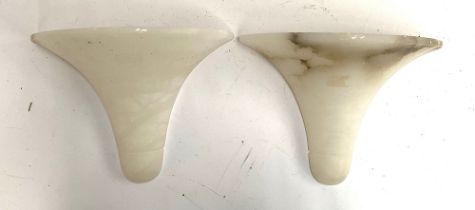 A pair of Art Deco style frosted glass wall light shades, 23cmH