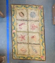 Interior design interest: A 20th century grospoint loose panel depicting seashells and coral, 67x113