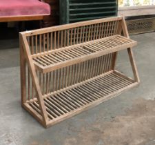 A beechwood plate rack, 82cmW