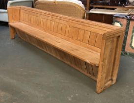 A Victorian pine pew from Wincham Church, Somerset, 300x44x87cmH