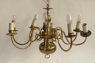 An eight arm gilt metal chandelier, 66cmW