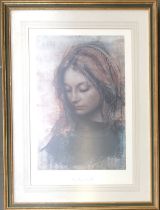 After Pietro Annigoni, 'Cristina', colour print, 55.5x37cm