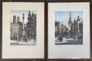 Otto Ferdinand Probst (1865-1923), a pair of coloured engravings, signed in pencil, dated 1910 &