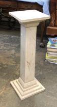 Interior design interest: A simulated marble painted wooden pedestal, the top 28x28cm, 80cmH