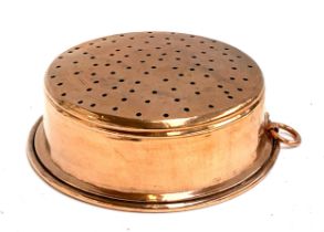 A copper colander, 29cmD