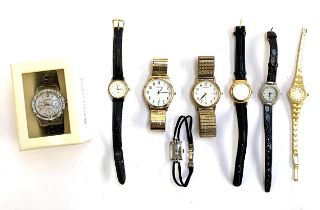A quantity of watches to include an Art Deco silver cocktail watch, the clasp marked Depose; A