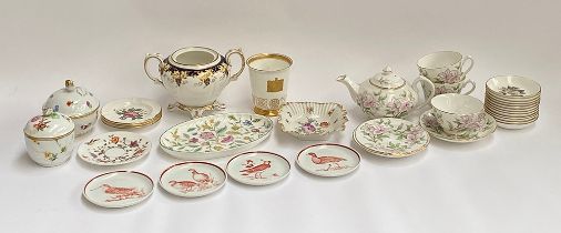 A mixed lot of ceramics to include Vista Alegre pin dishes with bird design; Crown Staffordshire for