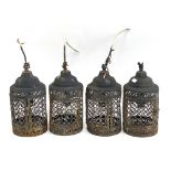 A quantity of nine pierced metal lanterns, some electrified, 30cmH