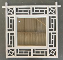 Interior design interest: A white painted faux bamboo cockpen style mirror, 81x96cm overall