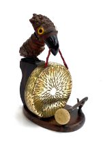 A small gong, the wooden stand in the form of bird, 25cmH