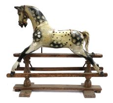 A small Victorian dapple grey rocking horse, 91cmL 78cmH