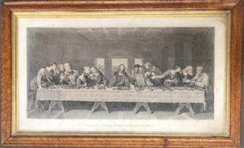 After Leonardo Da Vinci, 'The Last Supper', in walnut frame, 53x97cm