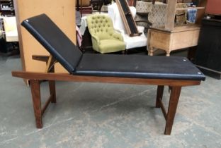 A mid century style therapists bench, 181x61x70cmH