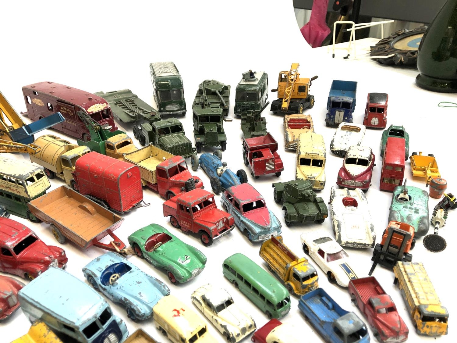 A large quantity of play worn die cast model vehicles, mainly Dinky, to include TV mobile control - Image 5 of 6