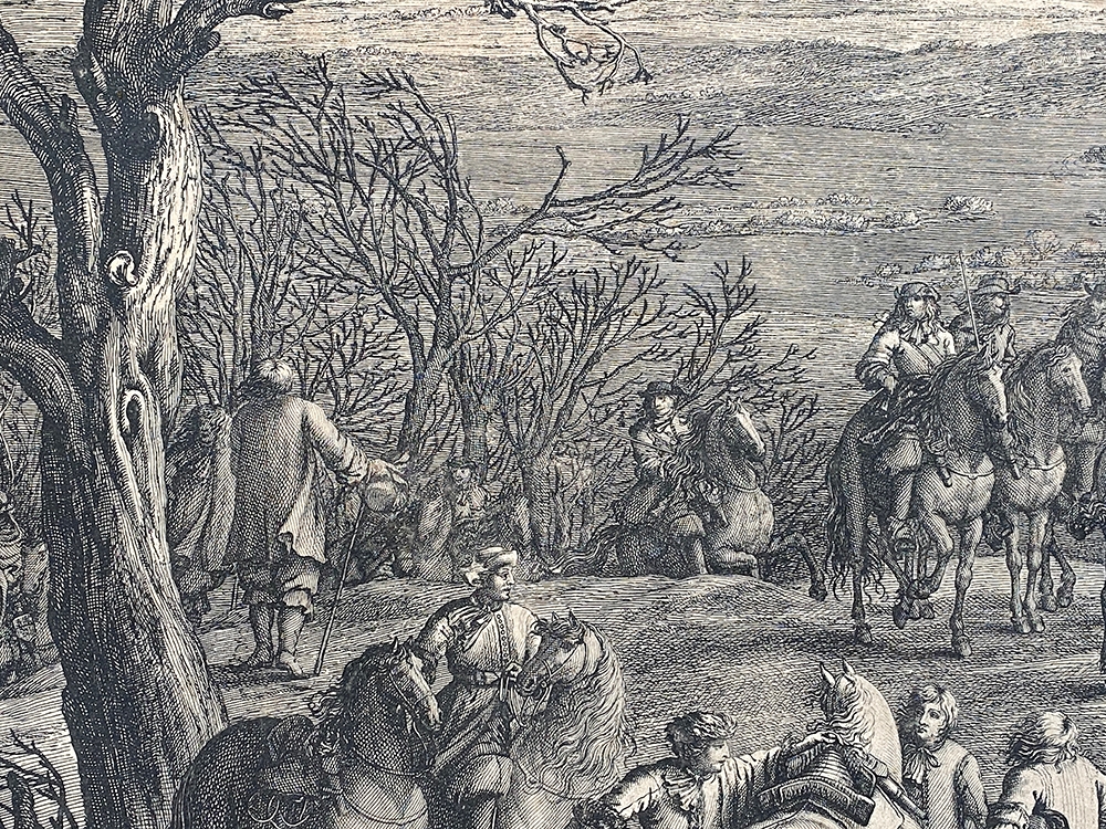 After Adam Frans van der Meulen (1632-1690), a late 17th century engraving, 'Dole prise dans la - Image 5 of 7