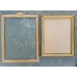 Two gilt gesso picture frames, one with rococo cresting, 86x64cm and 71x57cm