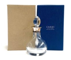 A lead crystal and silver collared decanter by Carr's of Sheffield, 2009, new in box