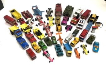 A quantity of play worn die cast model vehicles to include Dinky Thunderbird 2, Police Ford