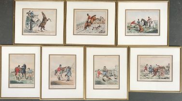 After Henry Alken, seven coloured engravings from 'Ideas' and 'Notions' series', published by Thomas