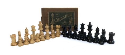 A turned wooden Jacques (J.J. & Son Ltd London) chess set, boxed; cribbage set; and an oak writing