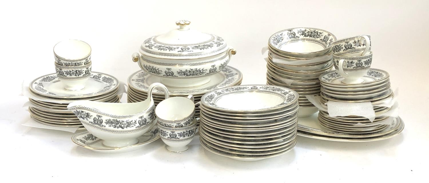 A Wedgwood 'Black Columbia' part dinner service, to include lidded tureen, gravy boat, dinner