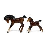 Two Beswick horse figurines, the taller 8cmH