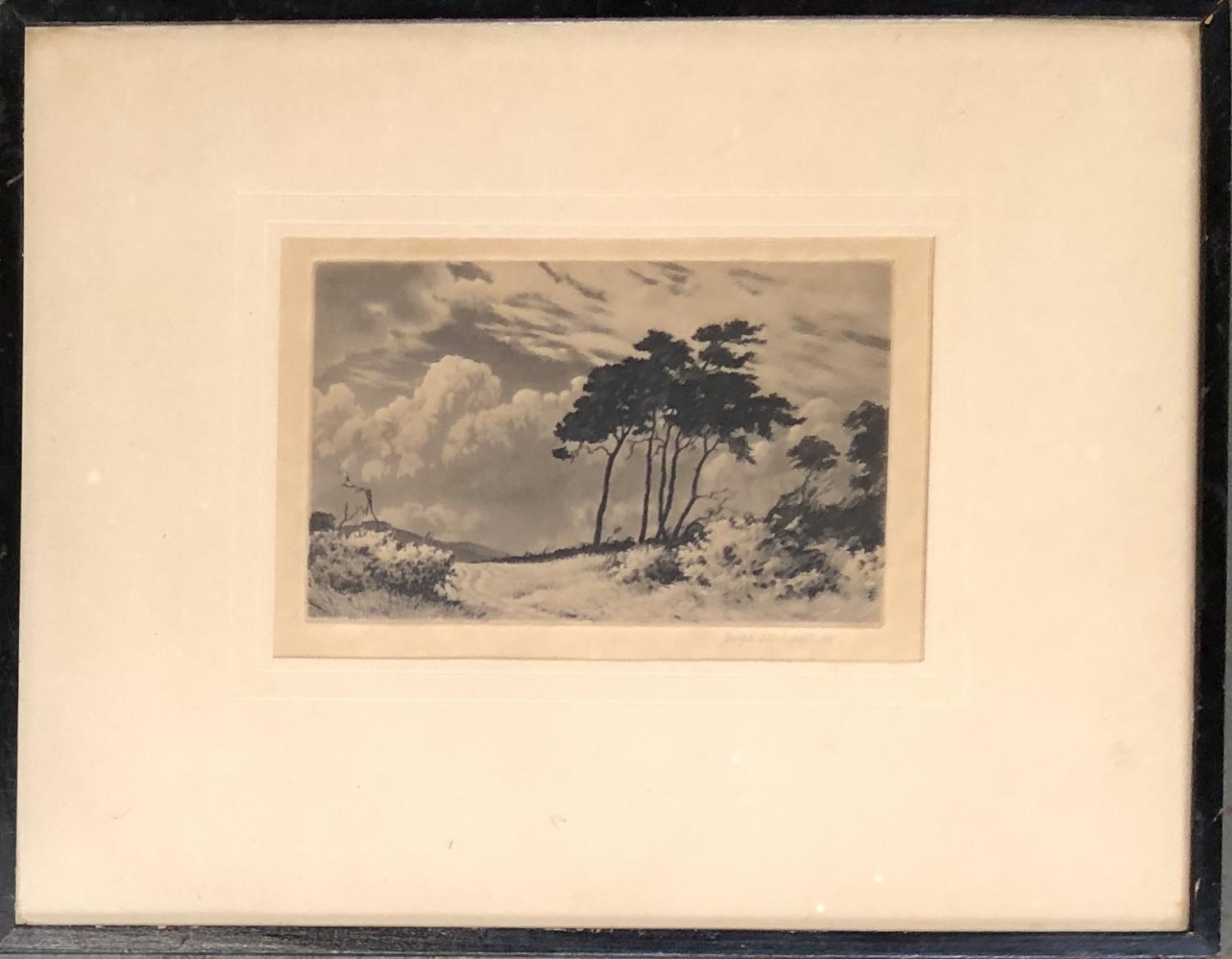 Joseph Kirkpatrick (1872-1930), drypoint etching, signed in pencil, 12x20cm