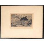 Joseph Kirkpatrick (1872-1930), drypoint etching, signed in pencil, 12x20cm