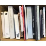 ART CATALOGUES: two boxes of modern, post-modern and contemporary art catalogues including Damien