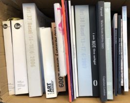 ART CATALOGUES: two boxes of modern, post-modern and contemporary art catalogues including Damien