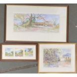 Three John Grant watercolours of farm and country scenes, all signed in pencil, the largest 55.