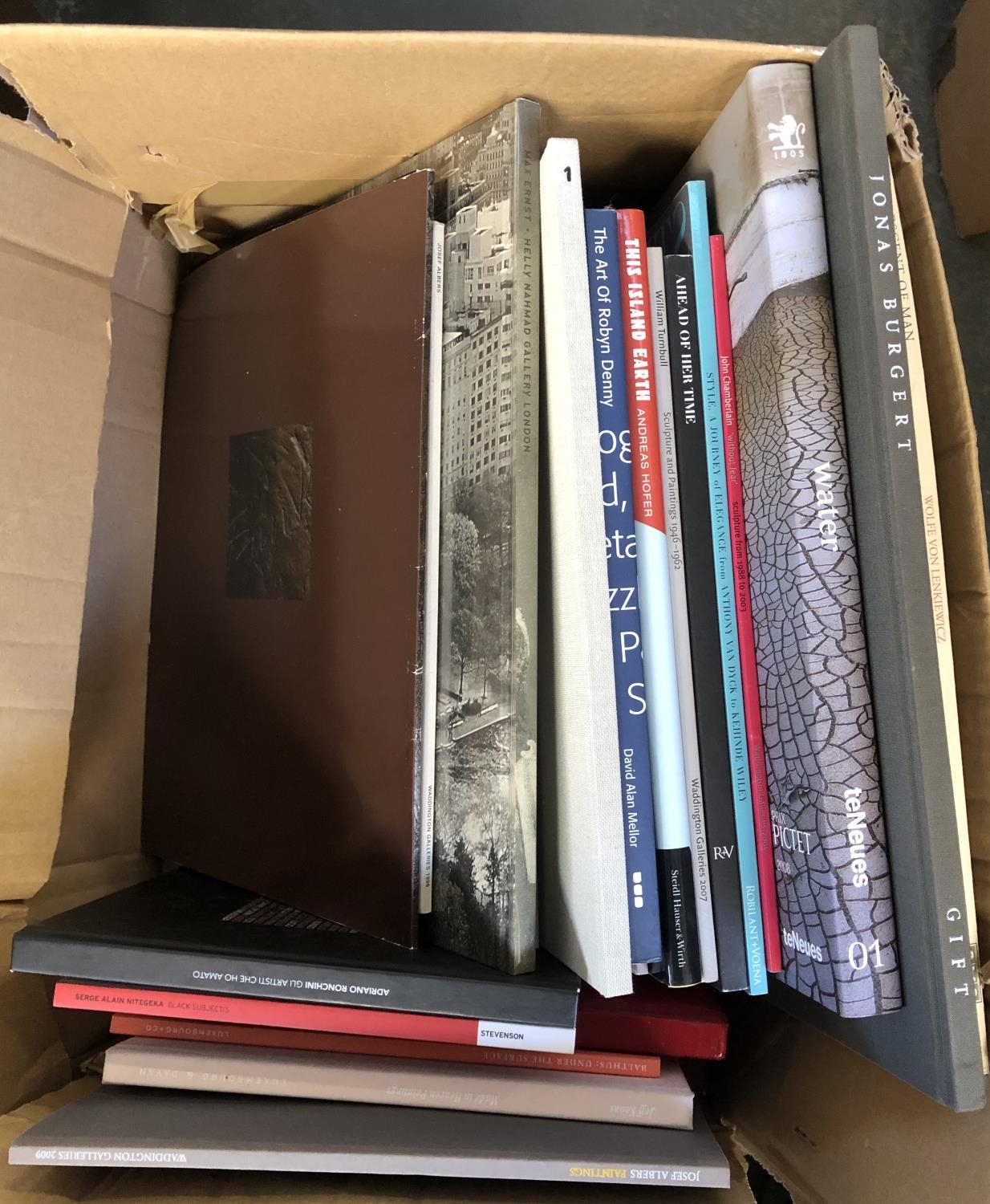 ART CATALOGUES: two boxes of catalogues and other art books, to include Max Ernst, Joseph Albers,