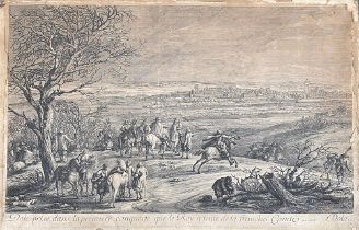 After Adam Frans van der Meulen (1632-1690), a late 17th century engraving, 'Dole prise dans la