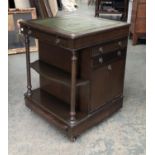 A 20th century Davenport style filing unit with green leather skiver top, 60x60x76cmH