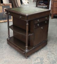 A 20th century Davenport style filing unit with green leather skiver top, 60x60x76cmH