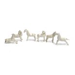 A lot of six Chinese blanc de chine porcelain horses, each 7cmH