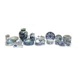 A collection of various blue and white Asian ceramics, 20th century