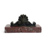 A bronze and marble desk weight with anthemion detail, 15cmW