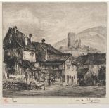 P.A. Cluzeau (1884-1963), 'Kayersberg Aut Rhin', drypoint etching, signed and numbered 63/250, the
