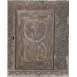 A carved 17th/18th century oak panel, 48x38cm