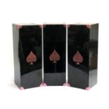 Three Armand de Brignac Ace of Spades limited edition magnum champagne cases, black lacquered