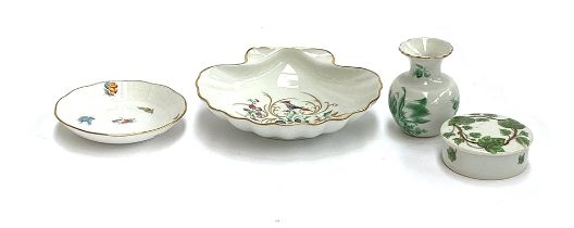 A small Herend bud vase, 6.5cmH, together with a Herend dish; A Limoges shell shaped dish and