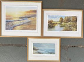 Three Keith Cast coloured prints, signed and numbered in pencil; 'The Homecoming, West Bay', 'Summer