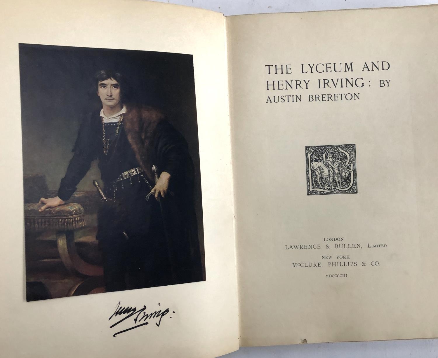 BOOK: BRERETON, A., 'The Lyceum of Henry Irving', Lawrence and Buller. On title page, the author has - Image 4 of 4