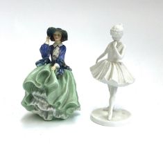 A Royal Doulton figure 'Top o' the Hill,' 18.5cmH, together with a Coalport 'Butterflies' figure,