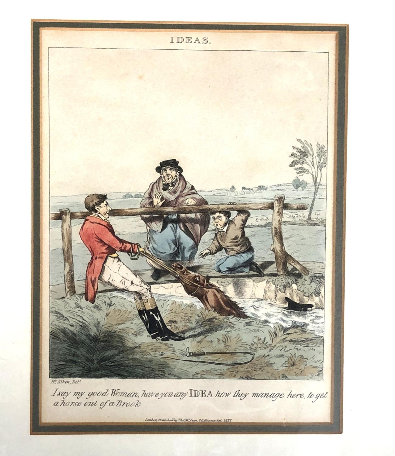 After Henry Alken, seven coloured engravings from 'Ideas' and 'Notions' series', published by Thomas - Image 7 of 8